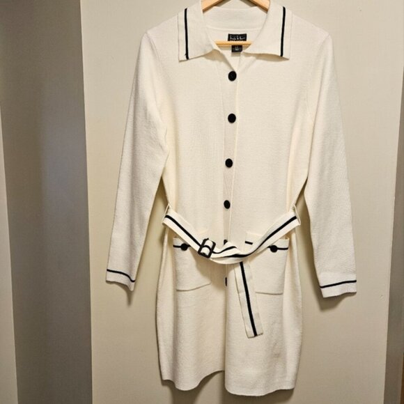 Nicole Miller New York Women's Button Front Belted Mini Sweater Dress Size M. - Picture 4 of 15